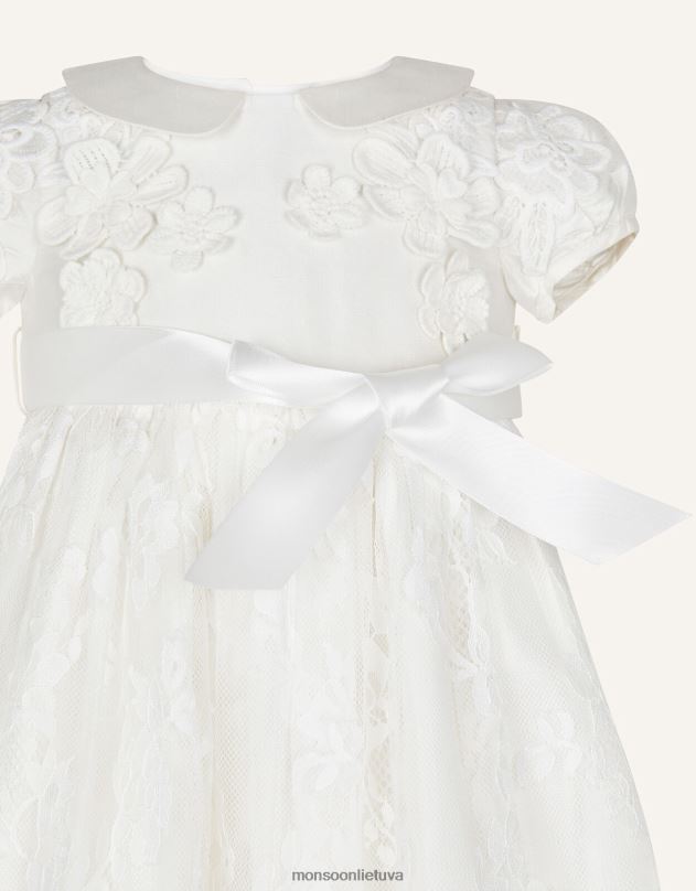 Monsoon kūdikių provenza šilkinė krikšto suknelė mergina dramblio kaulo apranga DPXBJ2172