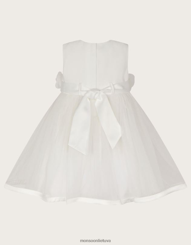 Monsoon kūdikių rosanna 3d krikštynų suknelė mergina dramblio kaulo apranga DPXBJ2150