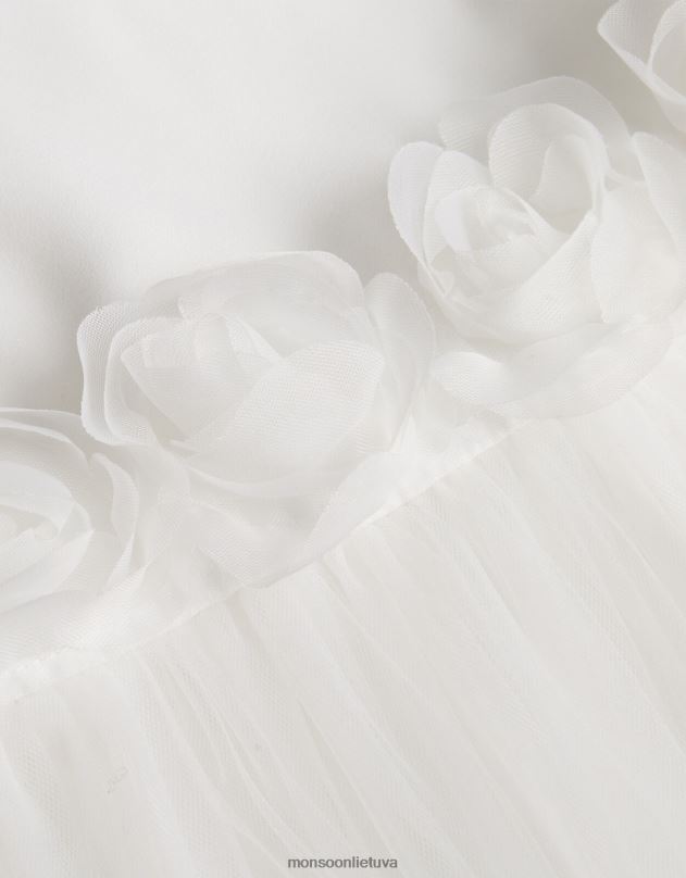 Monsoon kūdikių rosanna 3d krikštynų suknelė mergina dramblio kaulo apranga DPXBJ2150