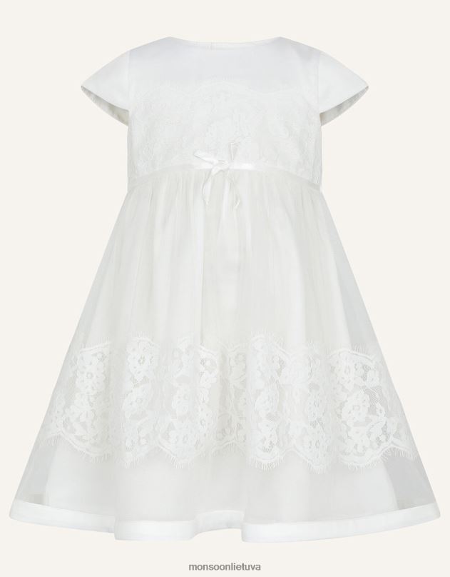 Monsoon kūdikio alovette krikštynų suknelė mergina dramblio kaulo apranga DPXBJ2182