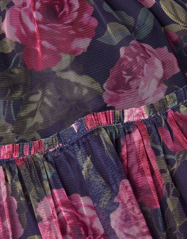 Monsoon kūdikio kokoso rožės rašto tinklinė suknelė mergina mėlyna (navy) apranga DPXBJ2079