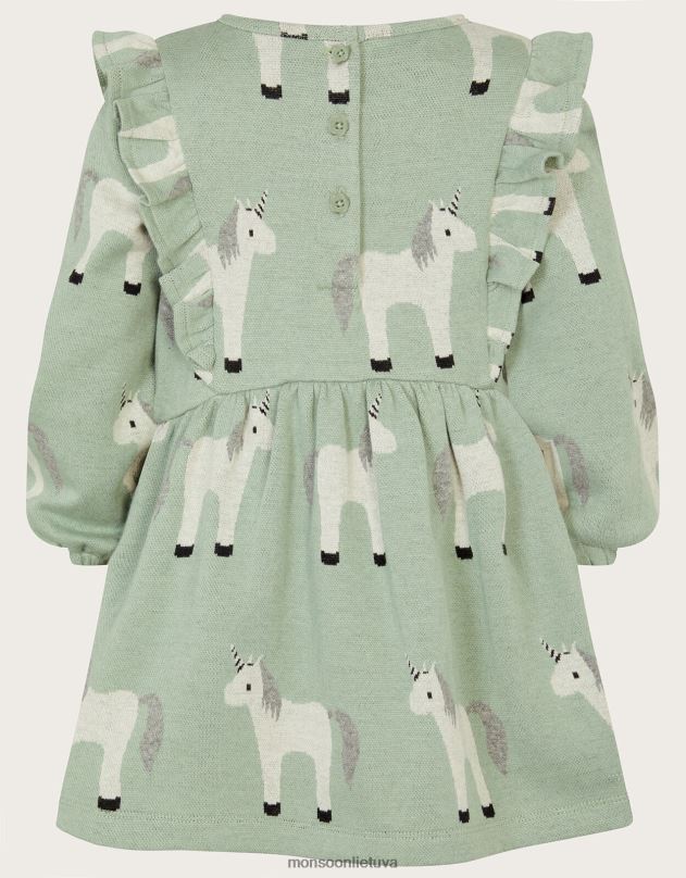 Monsoon kūdikio vienaragio megztinio suknelė mergina žalias apranga DPXBJ2070
