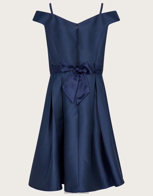 Monsoon kunigaikštienės ruoželinis bardot išleistuvių suknelė mergina mėlyna (navy) apranga DPXBJ1913