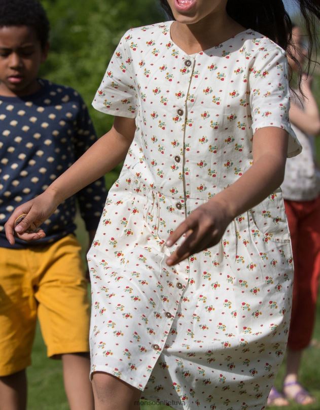 Monsoon maži žali radikalai pavasario gėlių mygtukas per suknelę vaikai keli apranga DPXBJ1982