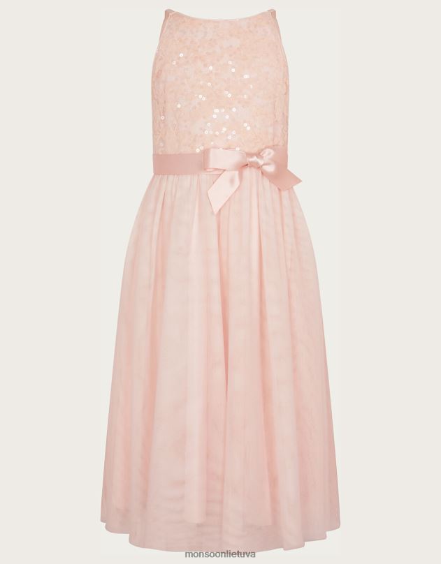 Monsoon nėriniuota blizgučiai tiesa maxi suknelė mergina rožinis apranga DPXBJ2027