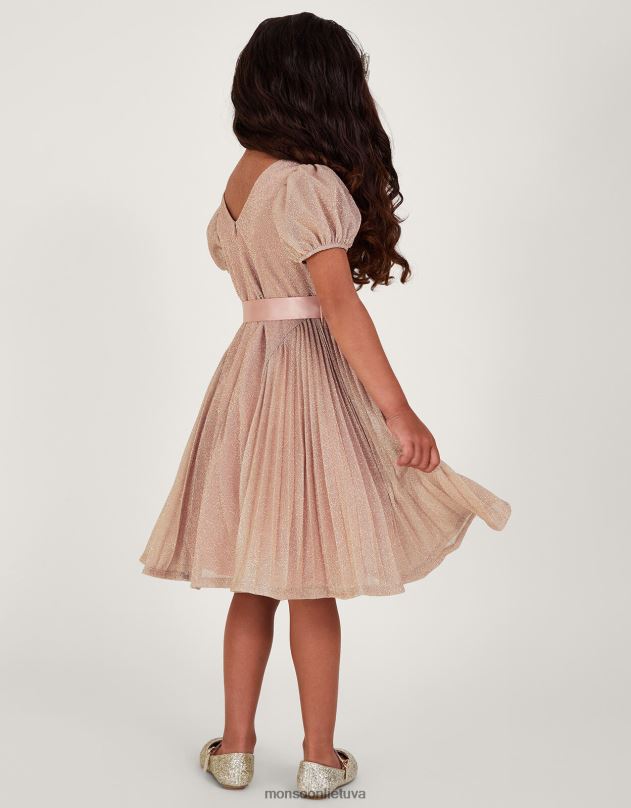 Monsoon paauksuota rožine klostuota vakarinė suknelė mergina rožinis apranga DPXBJ1769