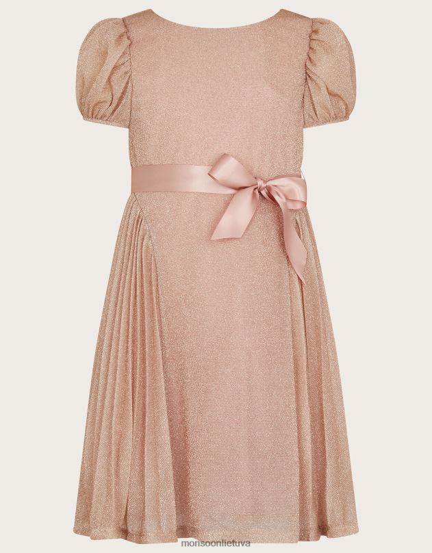 Monsoon paauksuota rožine klostuota vakarinė suknelė mergina rožinis apranga DPXBJ1769