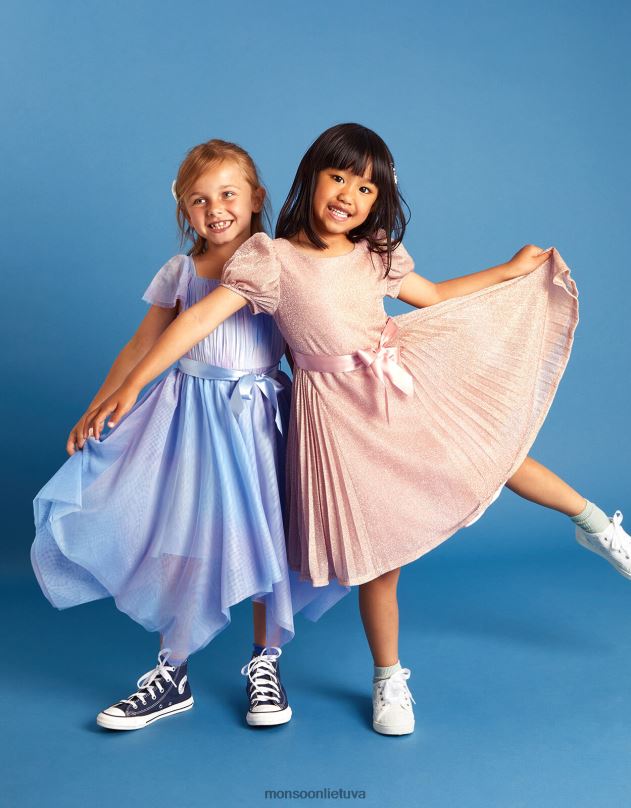 Monsoon paauksuota rožine klostuota vakarinė suknelė mergina rožinis apranga DPXBJ1769