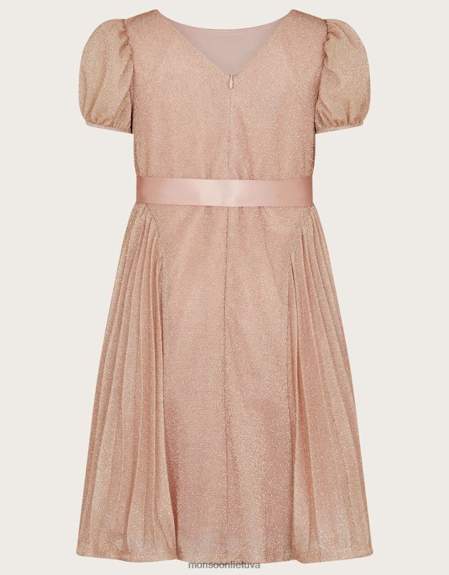 Monsoon paauksuota rožine klostuota vakarinė suknelė mergina rožinis apranga DPXBJ1769