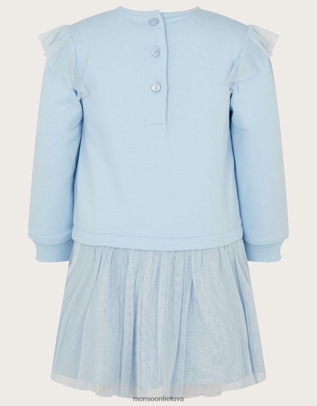 Monsoon peliukų vaivorykštės spalvos megztinė suknelė mergina mėlyna apranga DPXBJ2107