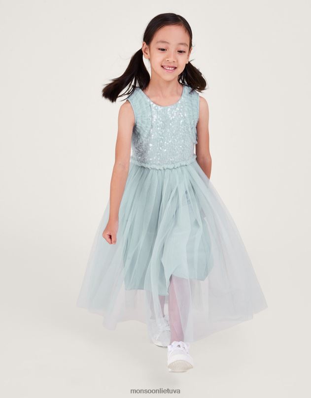 Monsoon priscilla blizgučiai su raukiniais suknele mergina mėlyna apranga DPXBJ1671