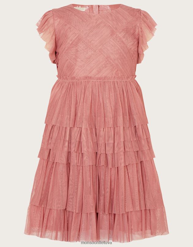 Monsoon pynimo tinklinė vakarinė suknelė mergina rožinis apranga DPXBJ1625