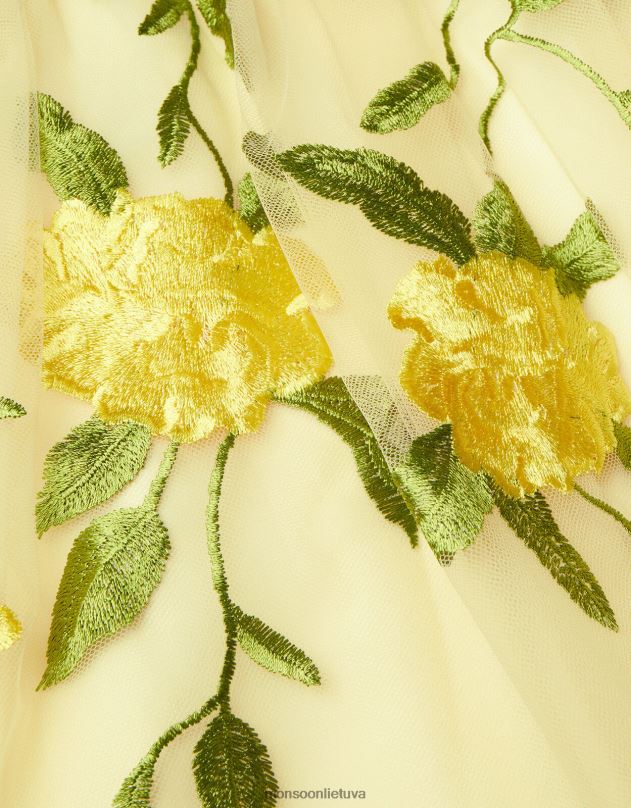 Monsoon rožėmis siuvinėta suknelė mergina geltona (citrina) apranga DPXBJ1800