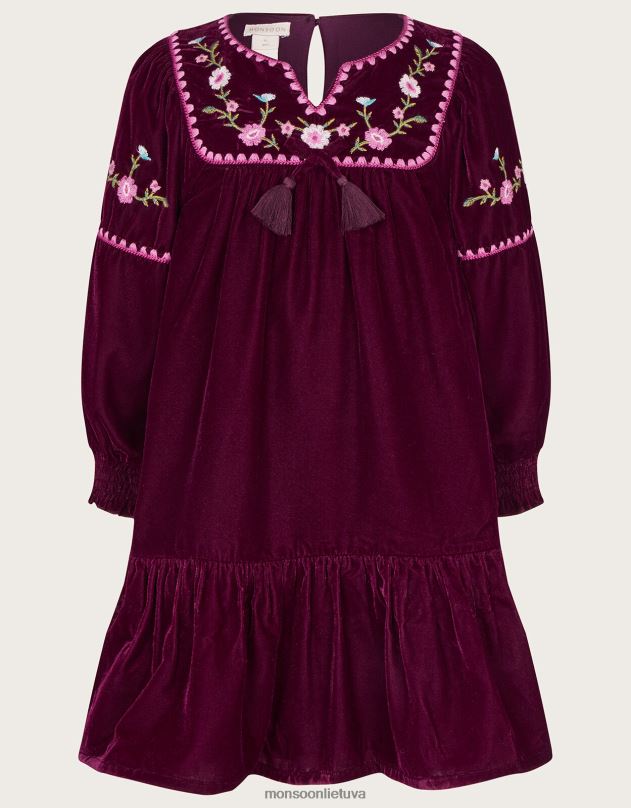 Monsoon siuvinėta smėlėta suknelė mergina raudona (bordo) apranga DPXBJ1629