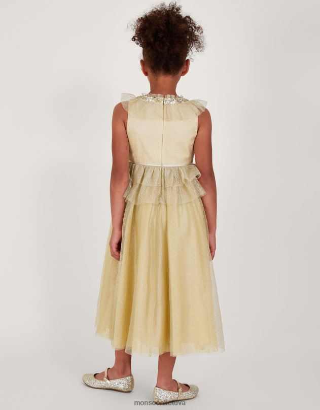 Monsoon stebuklų žemė aleksandros tinklinio raukinio maksi suknelė mergina auksas apranga DPXBJ1950