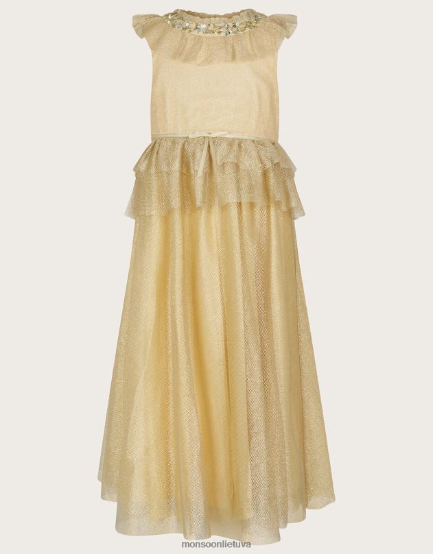 Monsoon stebuklų žemė aleksandros tinklinio raukinio maksi suknelė mergina auksas apranga DPXBJ1950