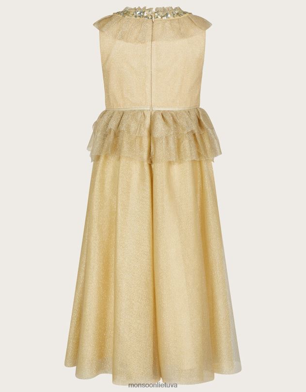 Monsoon stebuklų žemė aleksandros tinklinio raukinio maksi suknelė mergina auksas apranga DPXBJ1950