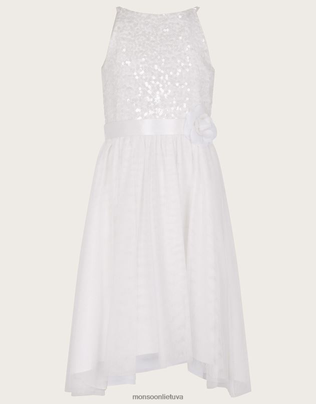 Monsoon tiesos blizgučiai pamergės suknelė mergina dramblio kaulo apranga DPXBJ1587
