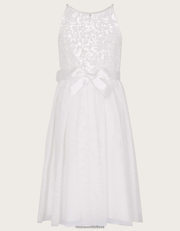 Monsoon tiesos blizgučiai pamergės suknelė mergina dramblio kaulo apranga DPXBJ1587