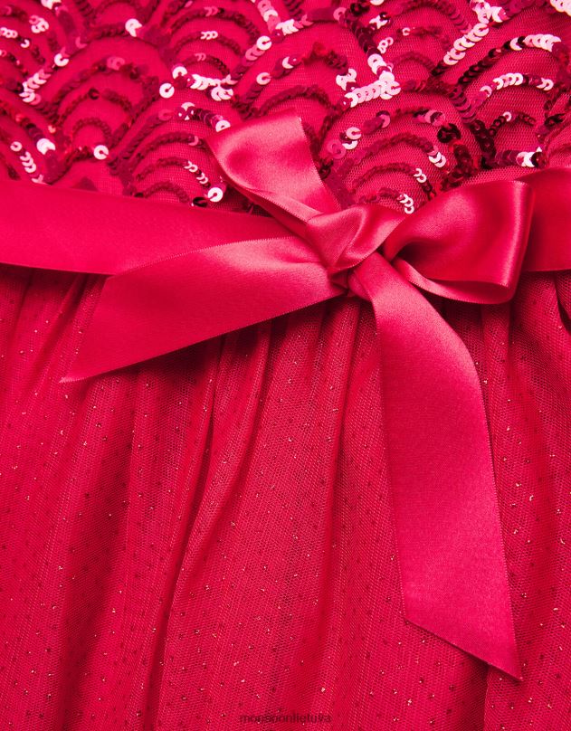 Monsoon tiesos pelerinos rankovės art deco blizgučiu suknelė vaikai raudona apranga DPXBJ2773