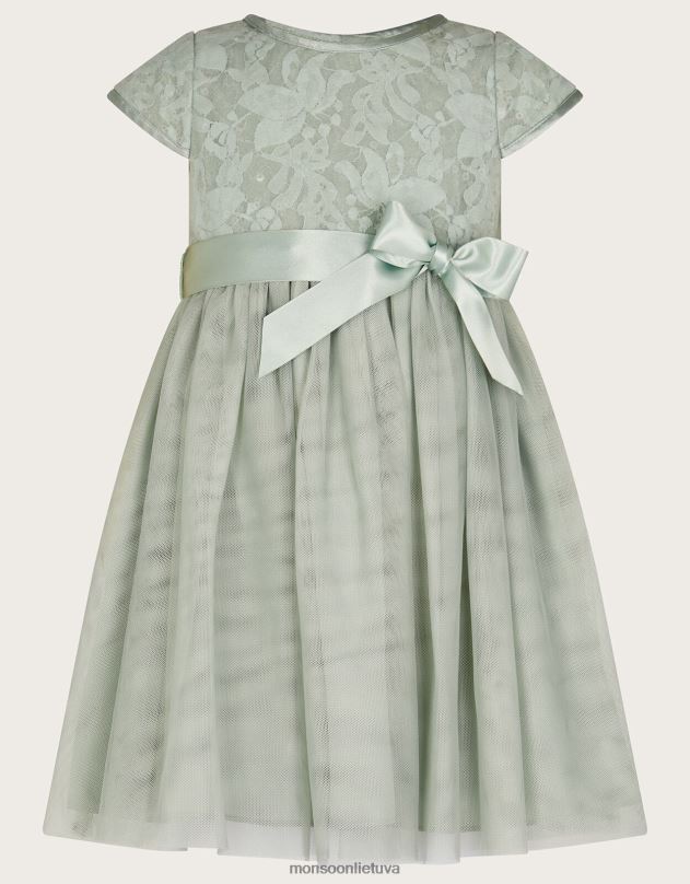 Monsoon vaikiška nėriniuota blizgučiai tiesa suknelė mergina žalias apranga DPXBJ2049