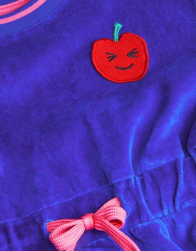 Monsoon veliūrinė suknelė su juosmeniu mergina mėlyna apranga DPXBJ1588