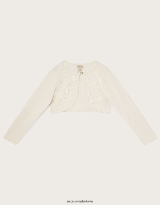 Monsoon 3D megztinis su žiedlapiais mergina dramblio kaulo apranga DPXBJ1611