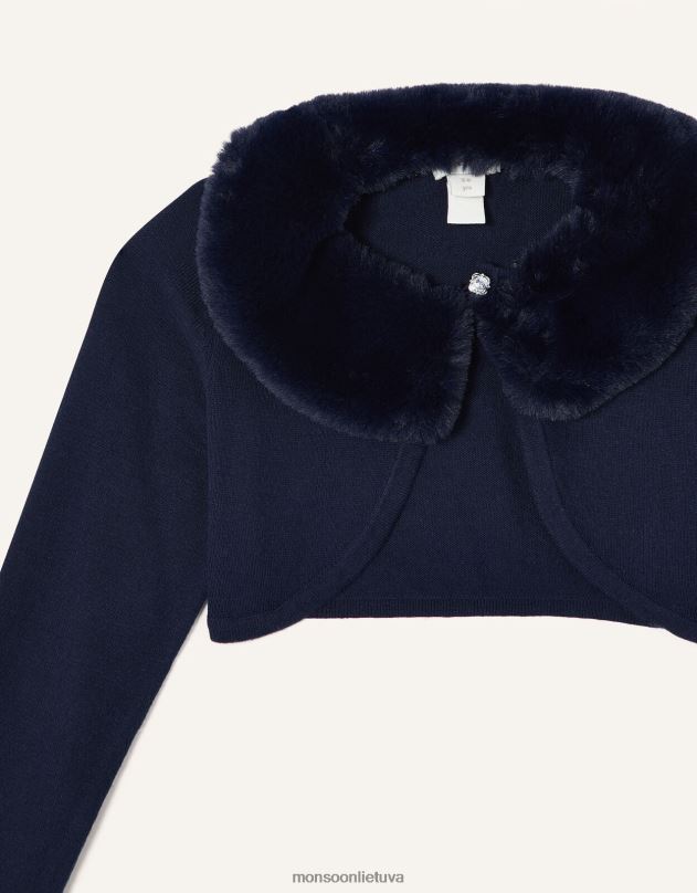 Monsoon Itin minkštas dirbtinio kailio megztinis su apykakle mergina mėlyna (navy) apranga DPXBJ2009