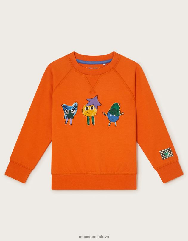 Monsoon Monster Crew džemperis su kaklu berniukas oranžinė apranga DPXBJ2189