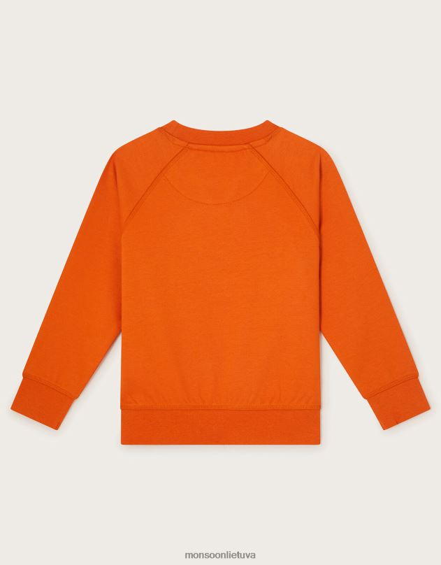 Monsoon Monster Crew džemperis su kaklu berniukas oranžinė apranga DPXBJ2189