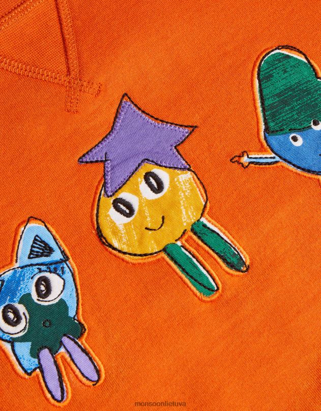 Monsoon Monster Crew džemperis su kaklu berniukas oranžinė apranga DPXBJ2189