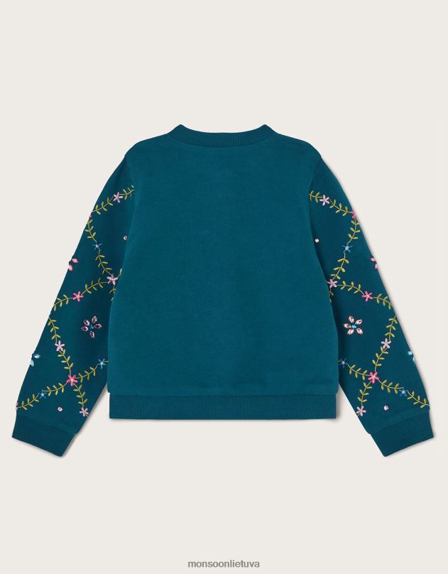 Monsoon brangakmeniais puošta bomber striukė mergina žalsvai mėlyna apranga DPXBJ1603