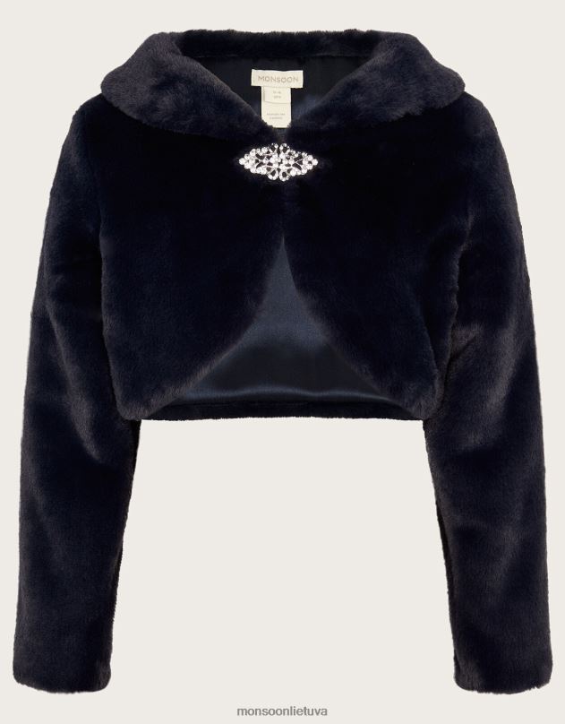 Monsoon ilgomis rankovėmis dirbtinio kailio gūžčiojimas pečiais mergina mėlyna (navy) apranga DPXBJ1768
