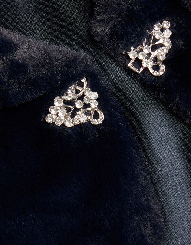 Monsoon ilgomis rankovėmis dirbtinio kailio gūžčiojimas pečiais mergina mėlyna (navy) apranga DPXBJ1784