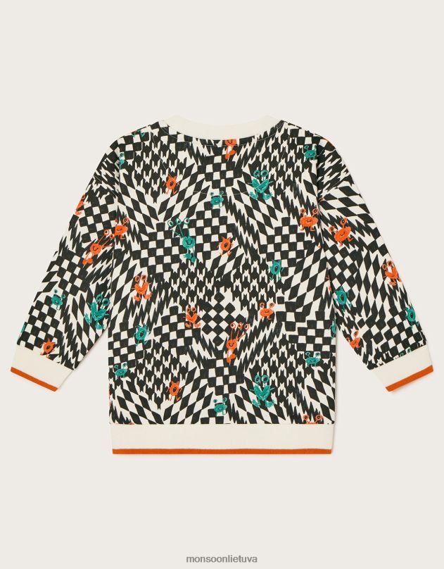 Monsoon čiuožėjų megztinis su monstrų raštu berniukas dramblio kaulo apranga DPXBJ2201