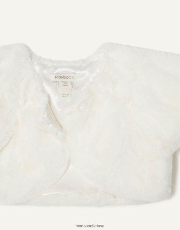 Monsoon kūdikio dirbtinio kailio gūžčiojimas pečiais mergina dramblio kaulo apranga DPXBJ2156