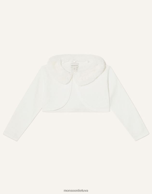Monsoon kūdikio itin minkštas dirbtinio kailio megztinis su apykakle mergina dramblio kaulo apranga DPXBJ2102