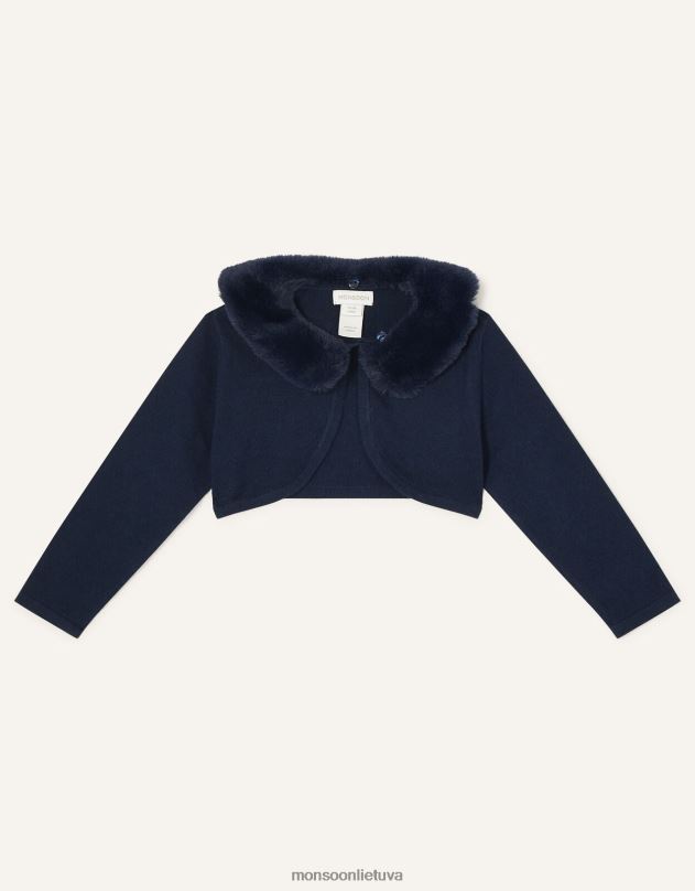 Monsoon kūdikio itin minkštas dirbtinio kailio megztinis su apykakle mergina mėlyna (navy) apranga DPXBJ2130
