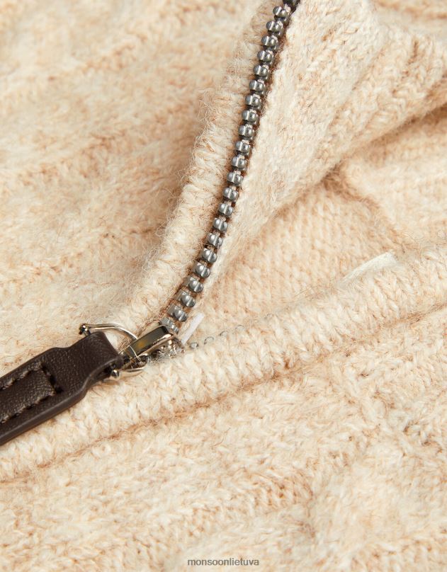 Monsoon kabeliu megztas pusnis megztinis su užtrauktuku berniukas natūralus (akmuo) apranga DPXBJ2246