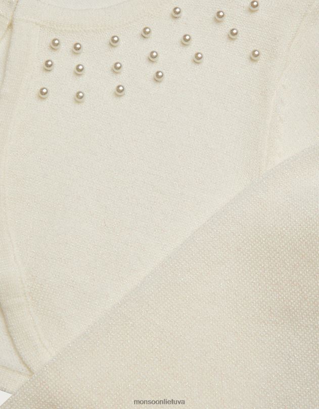 Monsoon perlų apdailos megztinis mergina dramblio kaulo apranga DPXBJ1822