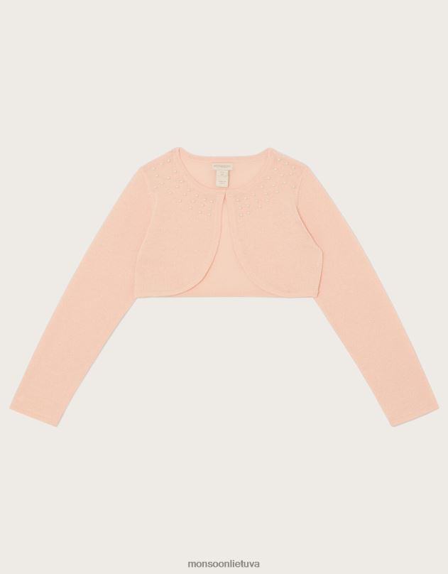 Monsoon perlų apdailos megztinis mergina rožinis apranga DPXBJ1860