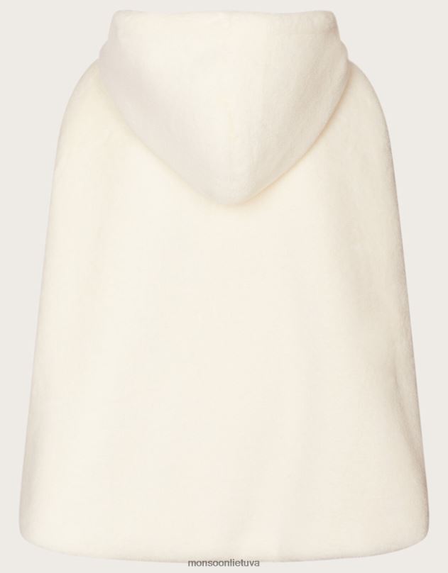 Monsoon stebuklų žemė ilga dirbtinio kailio pelerina mergina dramblio kaulo apranga DPXBJ1925