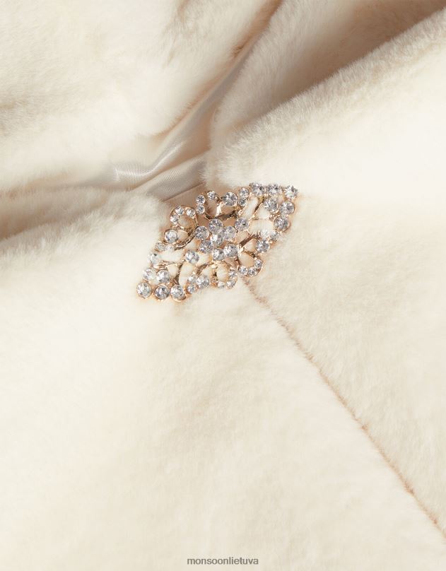 Monsoon stebuklų žemė ilga dirbtinio kailio pelerina mergina dramblio kaulo apranga DPXBJ1925