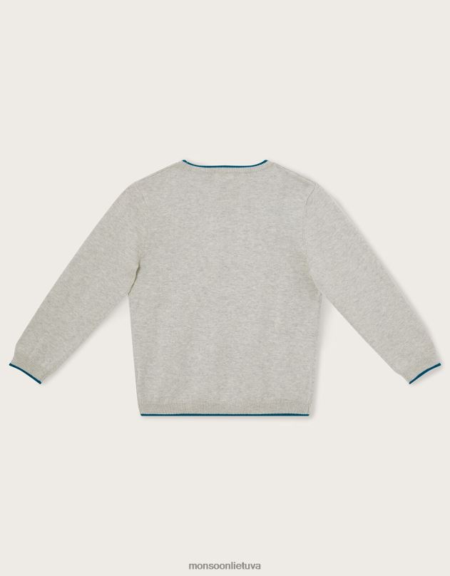 Monsoon trigubas dinozaurų džemperis berniukas pilka apranga DPXBJ2244