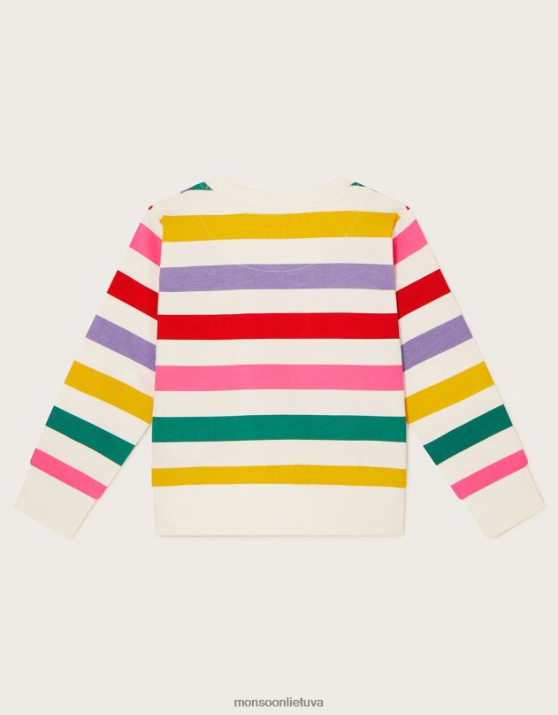 Monsoon vaivorykštės juostelės džemperis su kaklu mergina mėlyna apranga DPXBJ1645