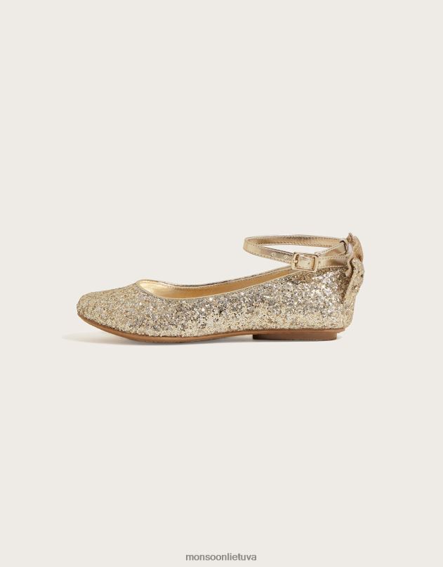 Monsoon Blizgantys lankai balerinos buteliai mergina auksas avalynė DPXBJ2386