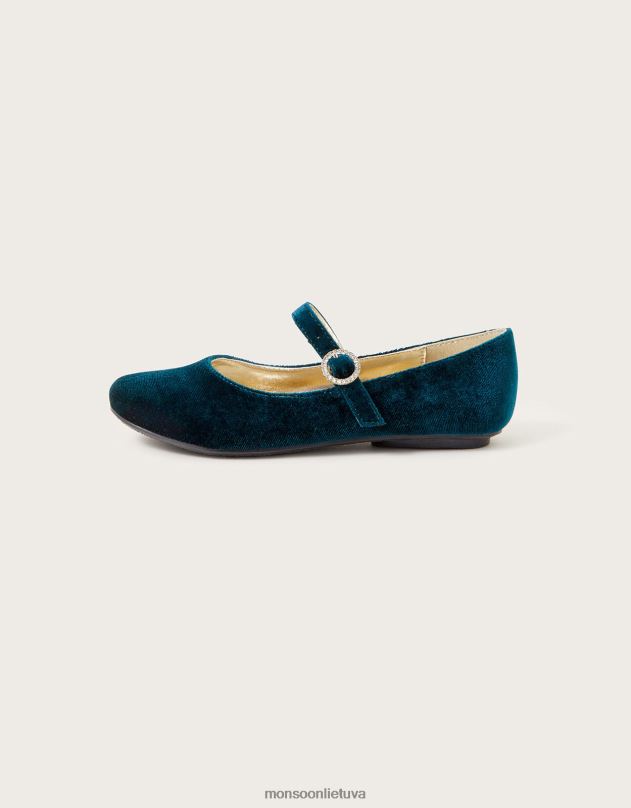 Monsoon deimantiniai aksominiai balerinos buteliai mergina žalias avalynė DPXBJ2309