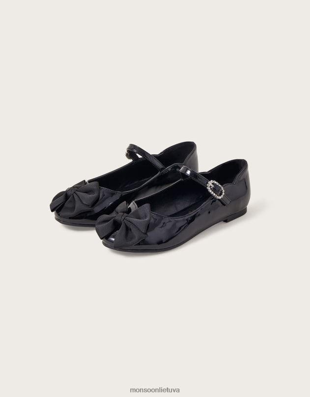 Monsoon jessica patentuotas lankas balerinos buteliai mergina juodas avalynė DPXBJ2294