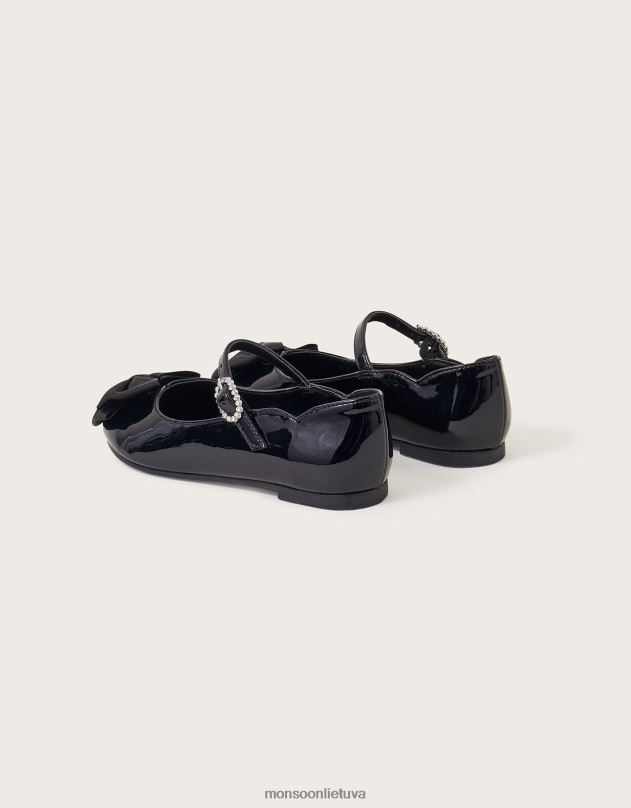 Monsoon jessica patentuotas lankas balerinos buteliai mergina juodas avalynė DPXBJ2294