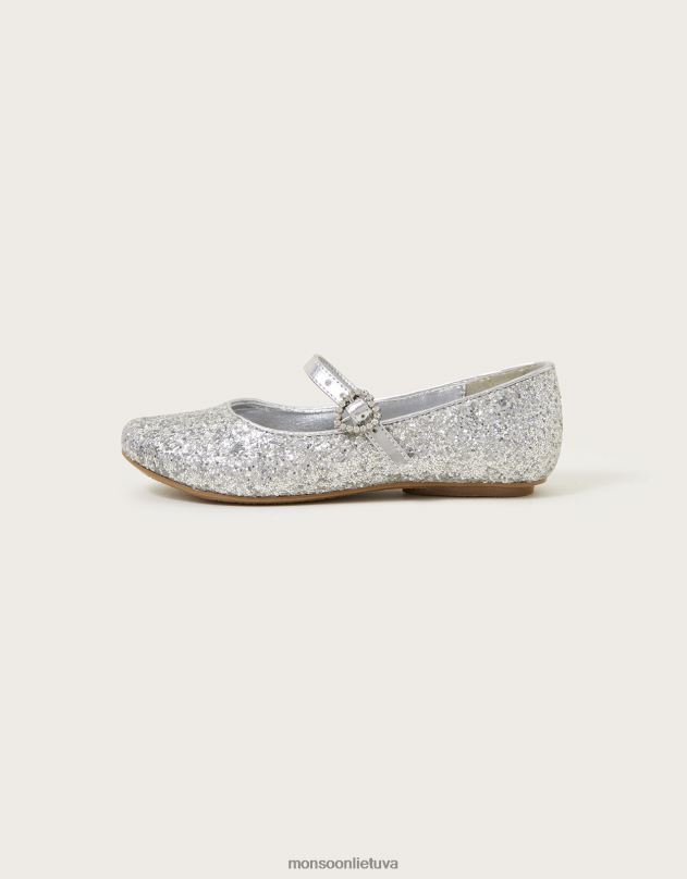 Monsoon kibirkščiuojančių dulkių balerinų butai mergina sidabras avalynė DPXBJ1810